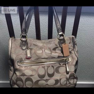 Coach Hallie Tan Canvas Tote